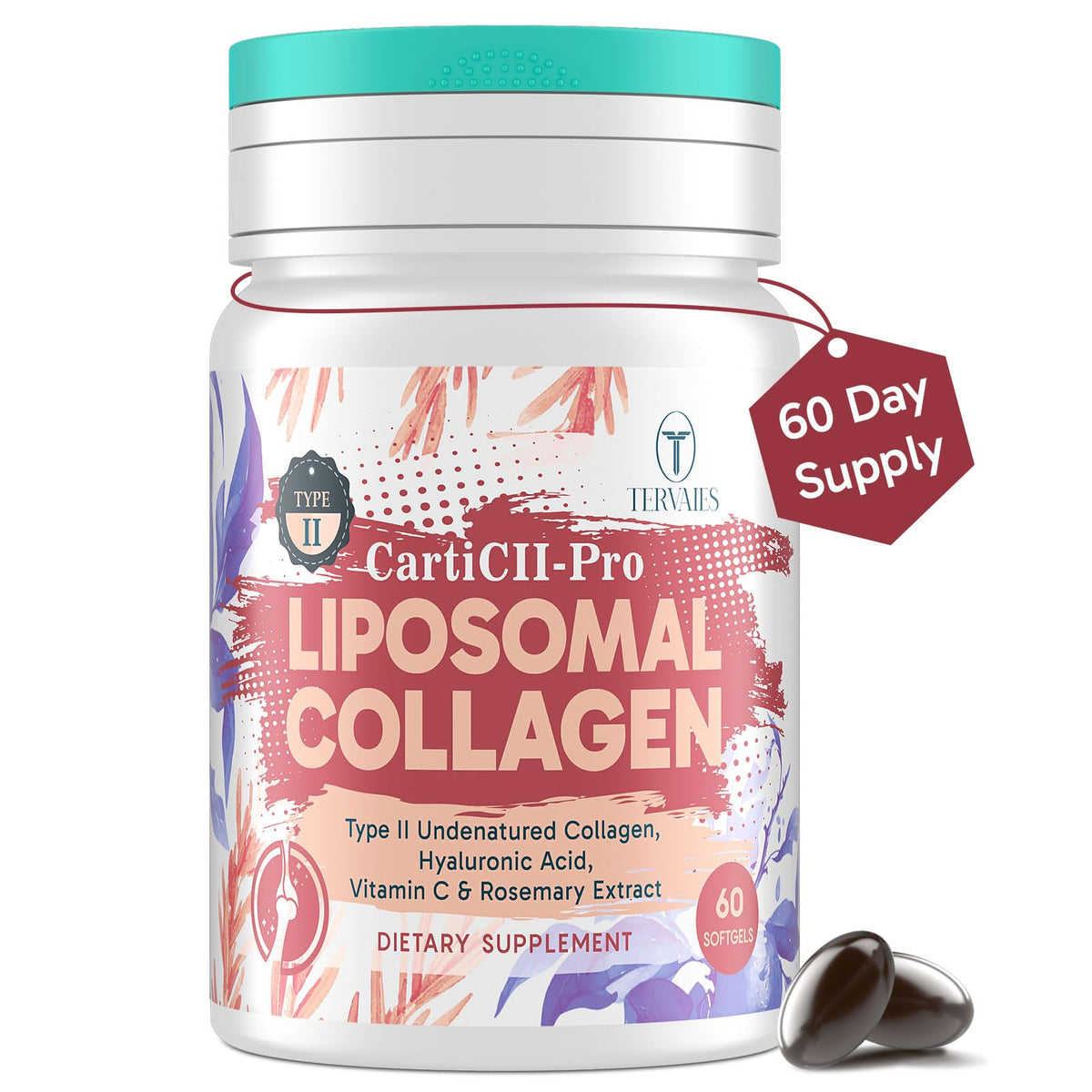 Tervaies Collagen Softgels front view with packaging