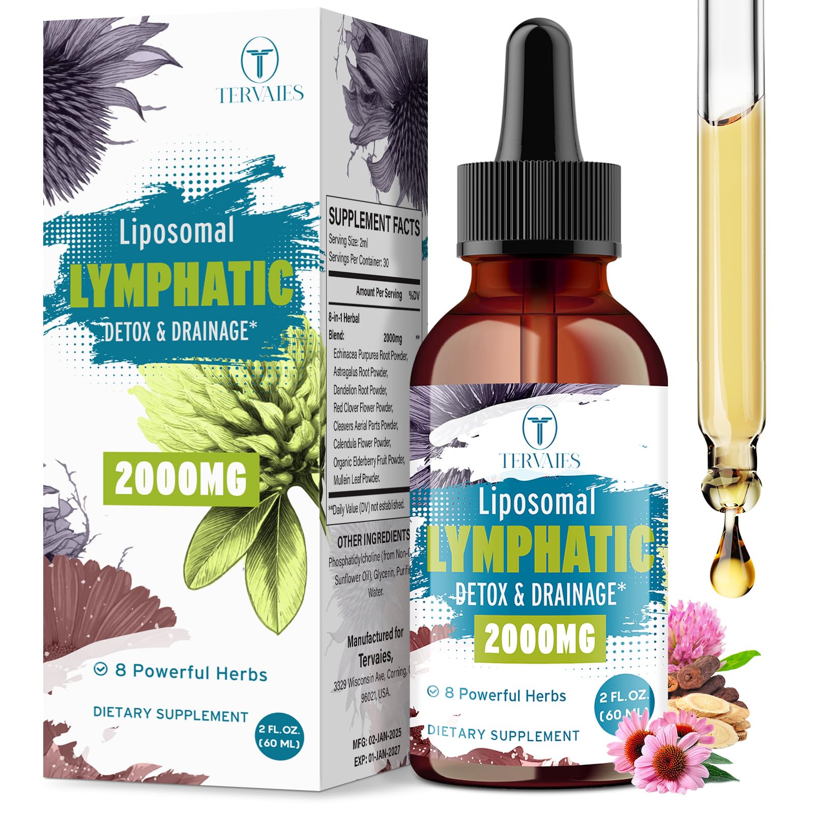 Tervaies Echinacea Liquid Supplement front view with label