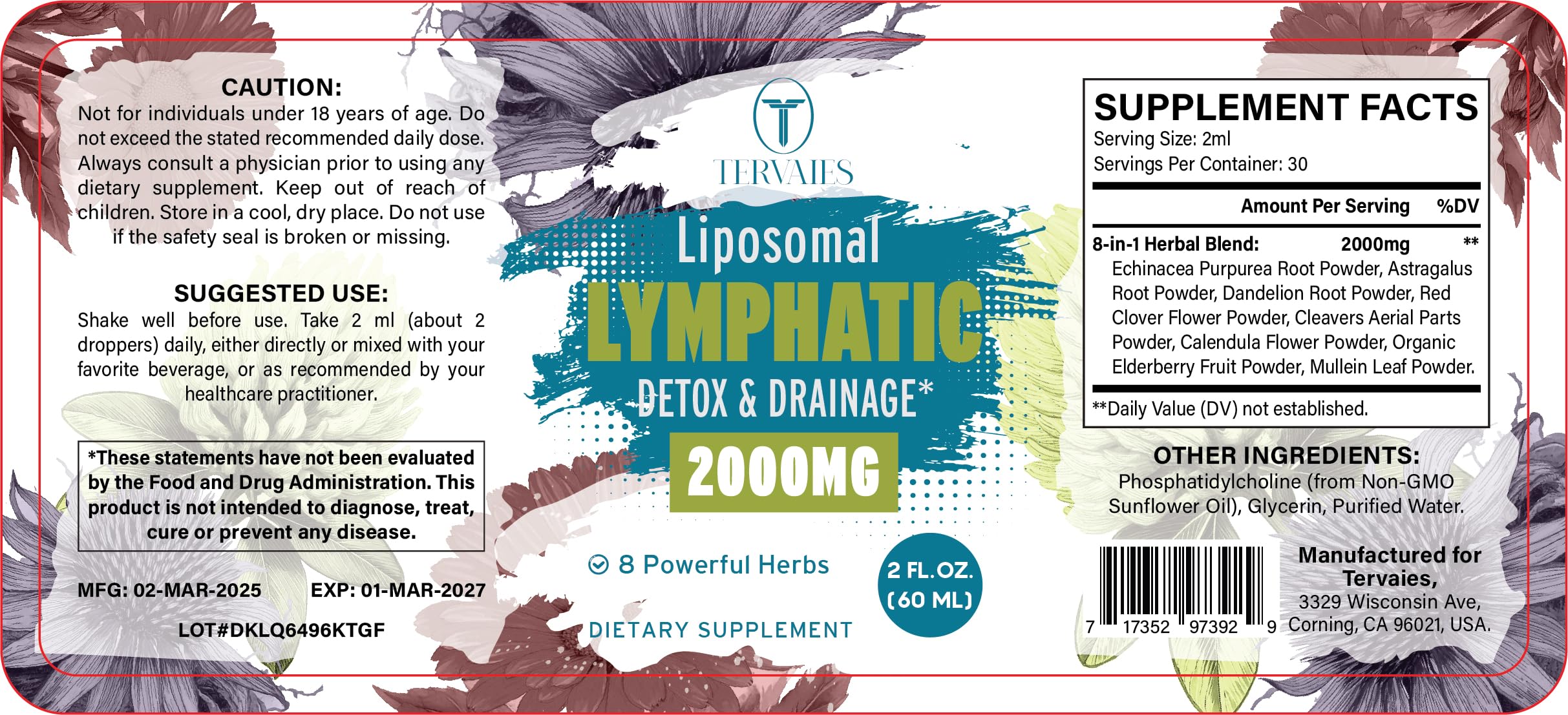 Tervaies Echinacea Liquid Supplement with a glass of water