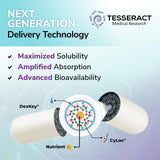 Tesseract ProstaSorb supplement bottle with a measuring spoon