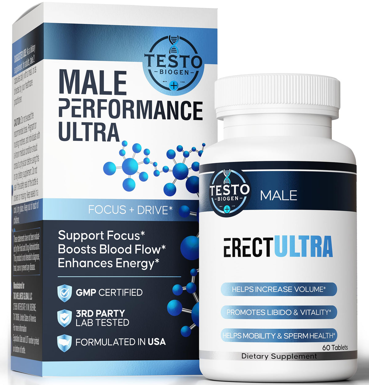 TESTO BIOGEN Male Performance Formula 60 Capsules front view