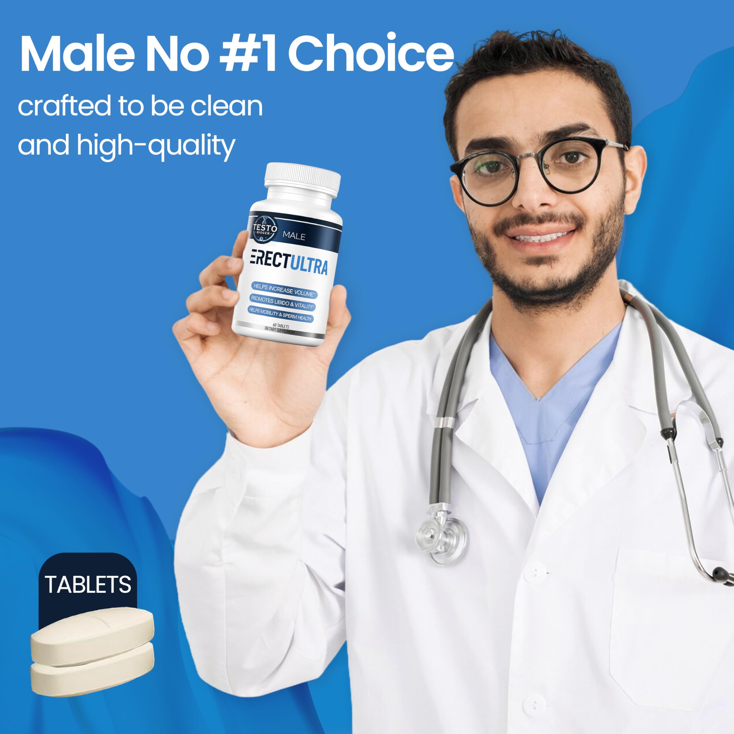 TESTO BIOGEN Male Performance Formula 60 Capsules side view