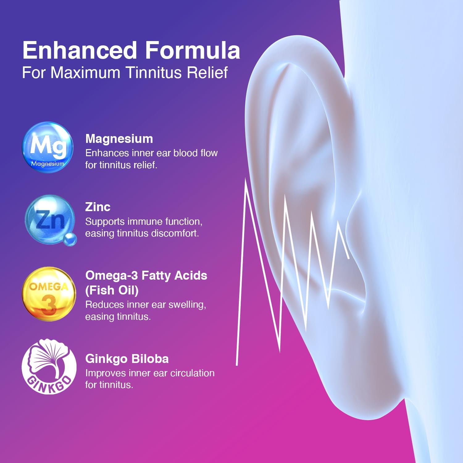 Tetyana Naturals Tinnitus Support Supplement ingredients list on packaging