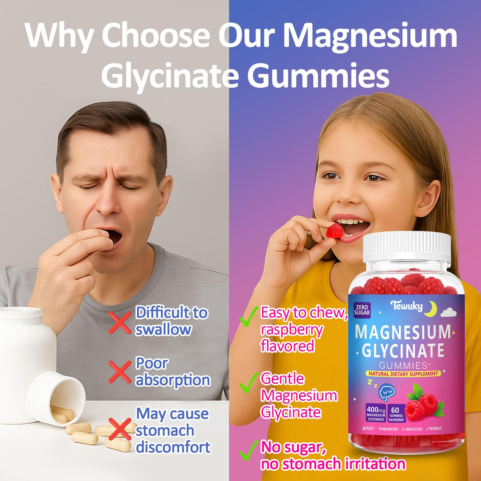 Tewuky Magnesium Glycinate Gummies 400mg ingredients list