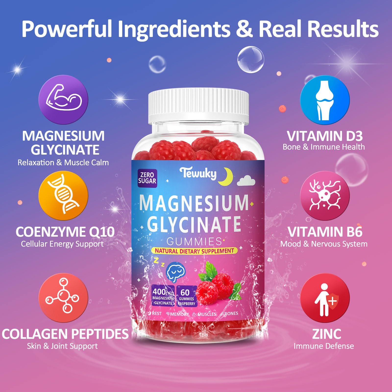 Tewuky Magnesium Glycinate Gummies 400mg lifestyle scene with family