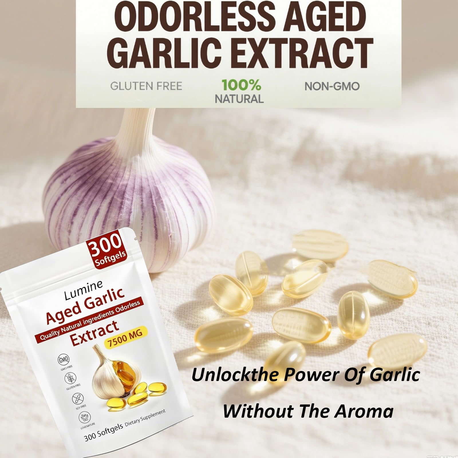 TEYAOE Odorless Aged Garlic Extract 500mg capsule side view