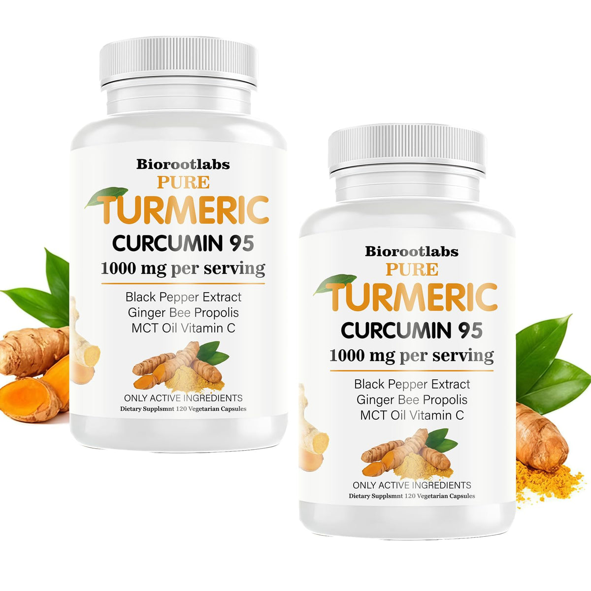 TEYAOE Turmeric Capsules 95% Curcuminoids 60 Count front view