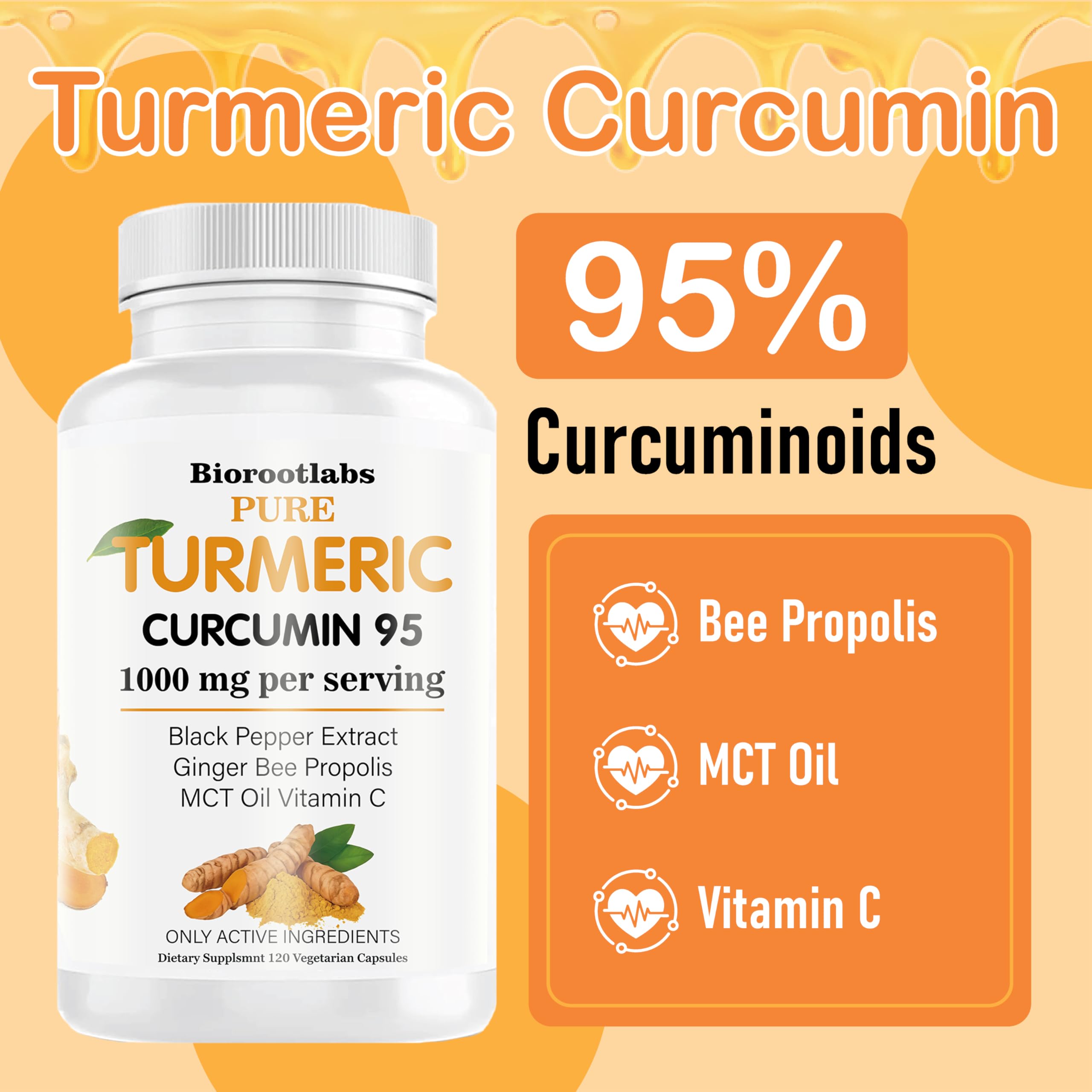 TEYAOE Turmeric Capsules side view showing capsule details