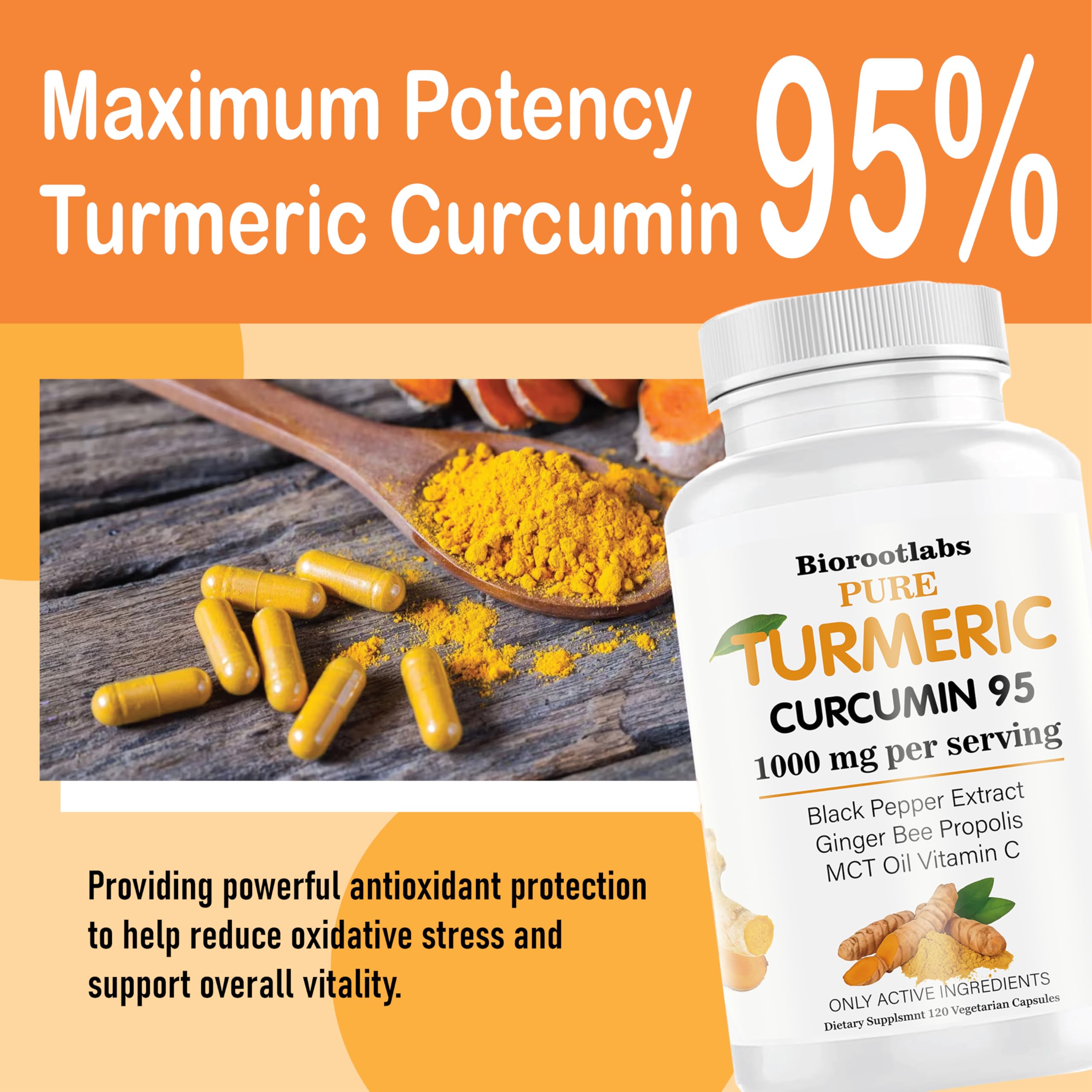 TEYAOE Turmeric Capsules with ingredients list on packaging