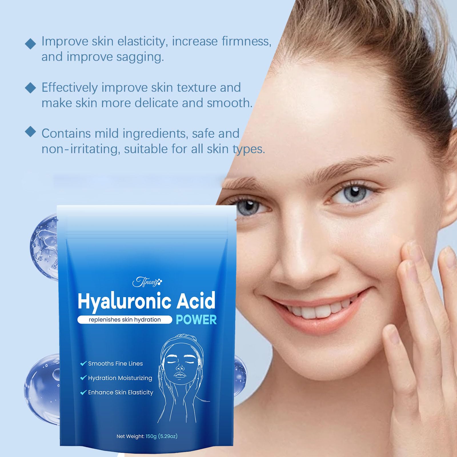 Tfnovg Hyaluronic Acid Powder scoop with powder