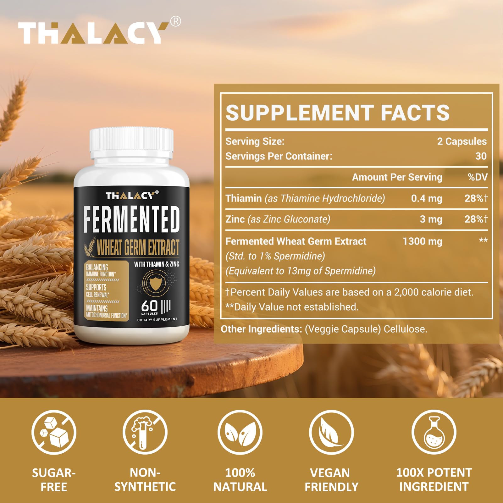 Thalacy Spermidine Supplement capsules close-up
