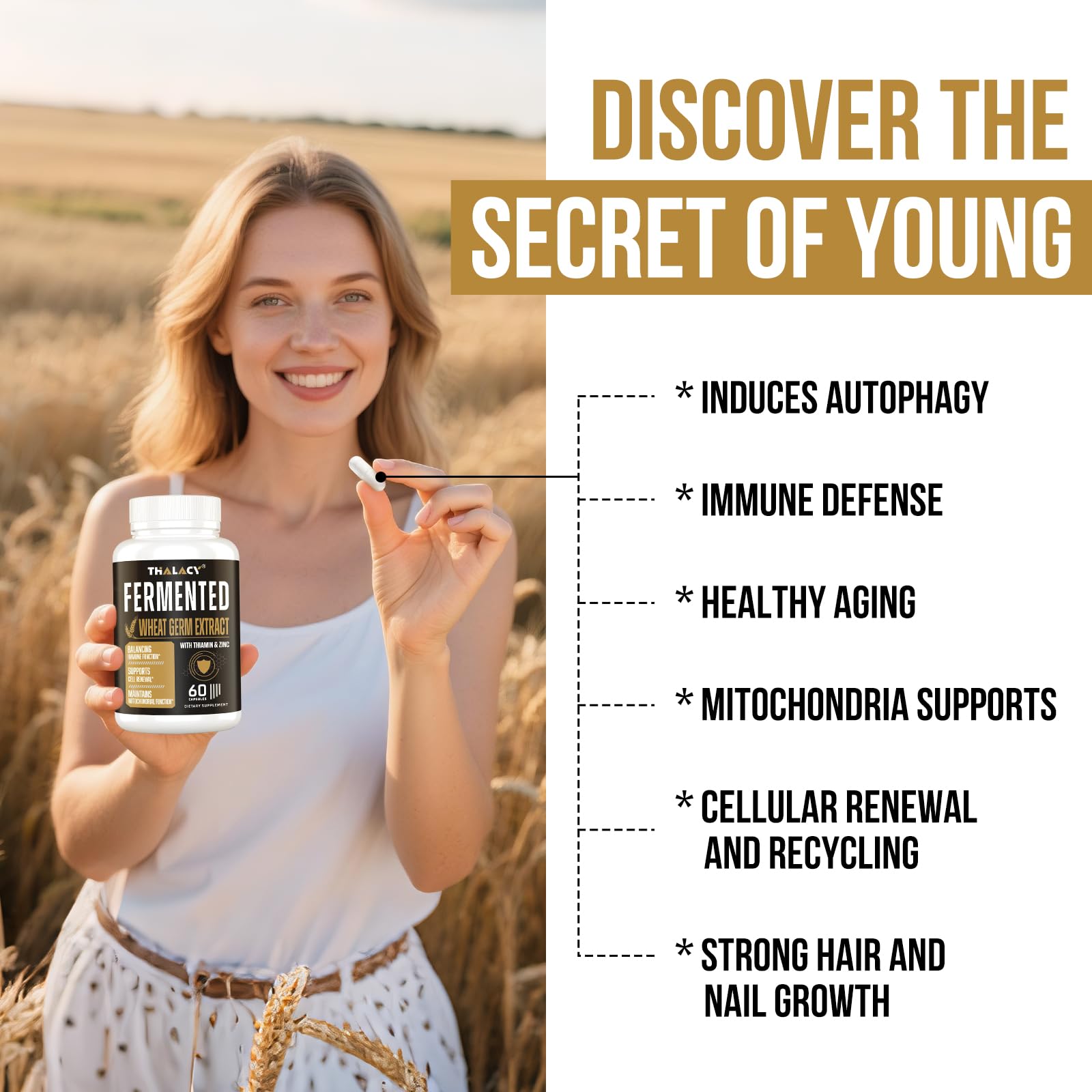 Thalacy Spermidine Supplement with a measuring spoon