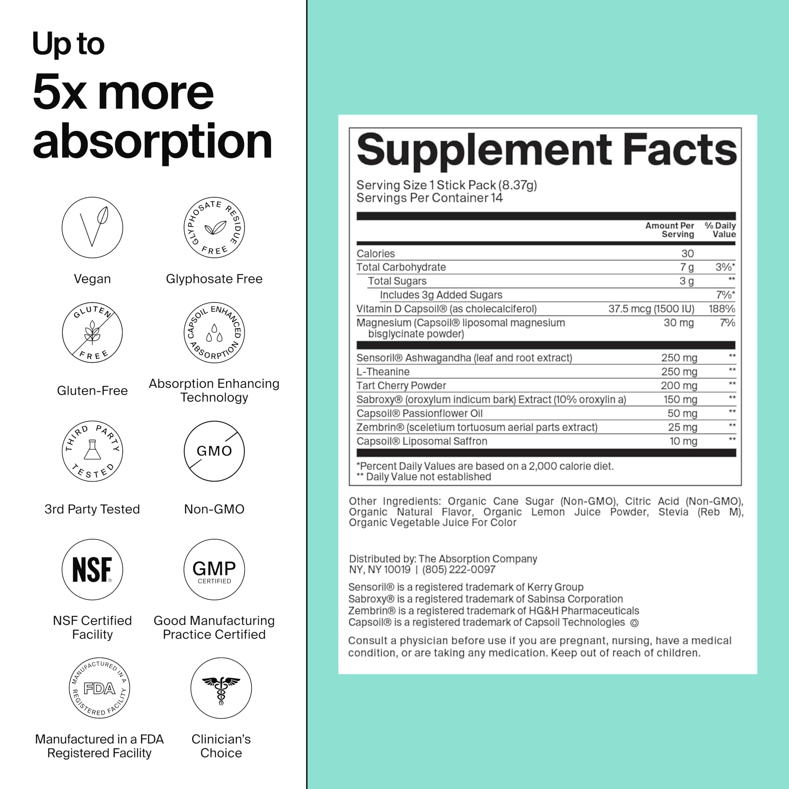 The Absorption Company Ashwagandha Supplement watermelon lemonade flavour stick