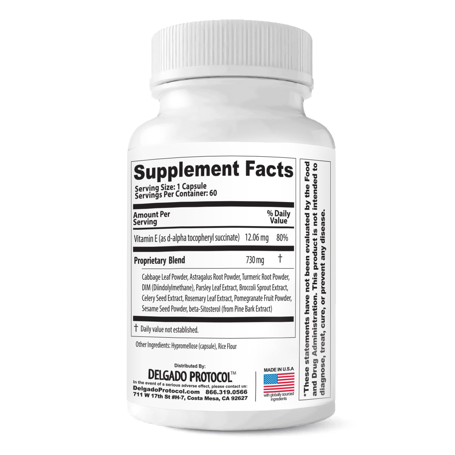 The Delgado Protocol DHT Block Supplement bottle side view