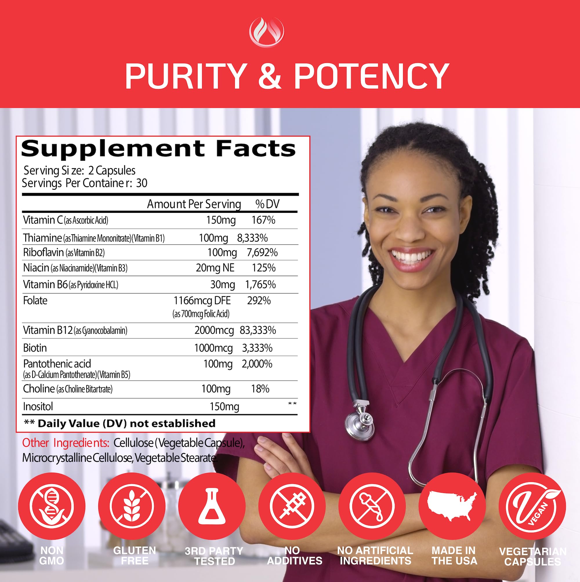 THE ENCLARE NUTRITION B-Complex Vitamin Supplement bottle with label