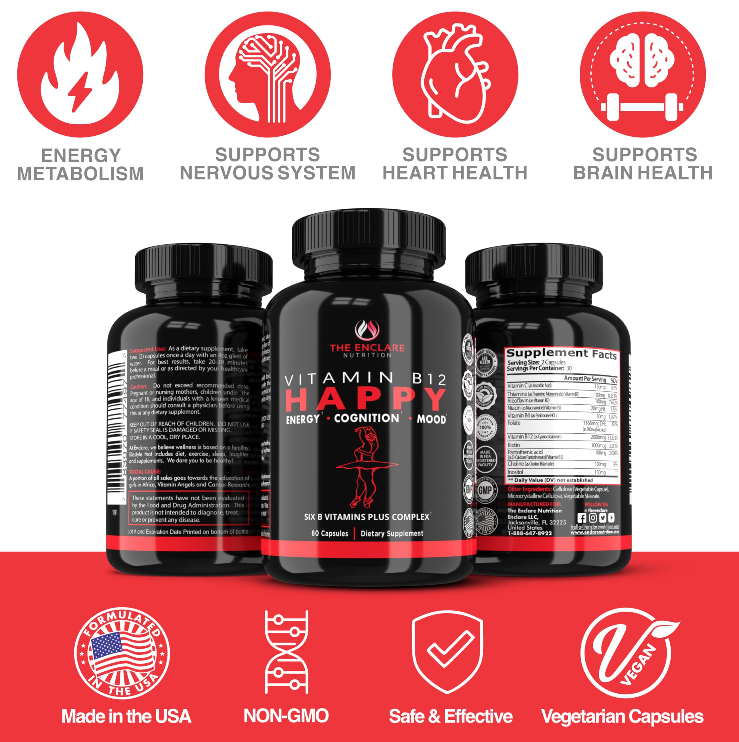 THE ENCLARE NUTRITION B-Complex Vitamin Supplement side view