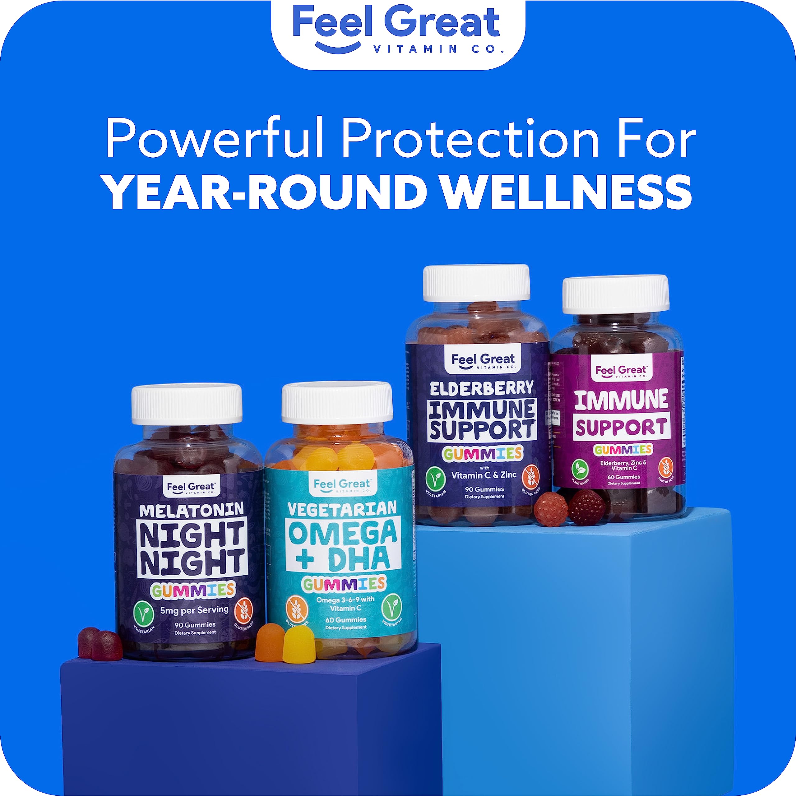 The Feel Great Vitamin Company Elderberry Gummies nutritional information on packaging