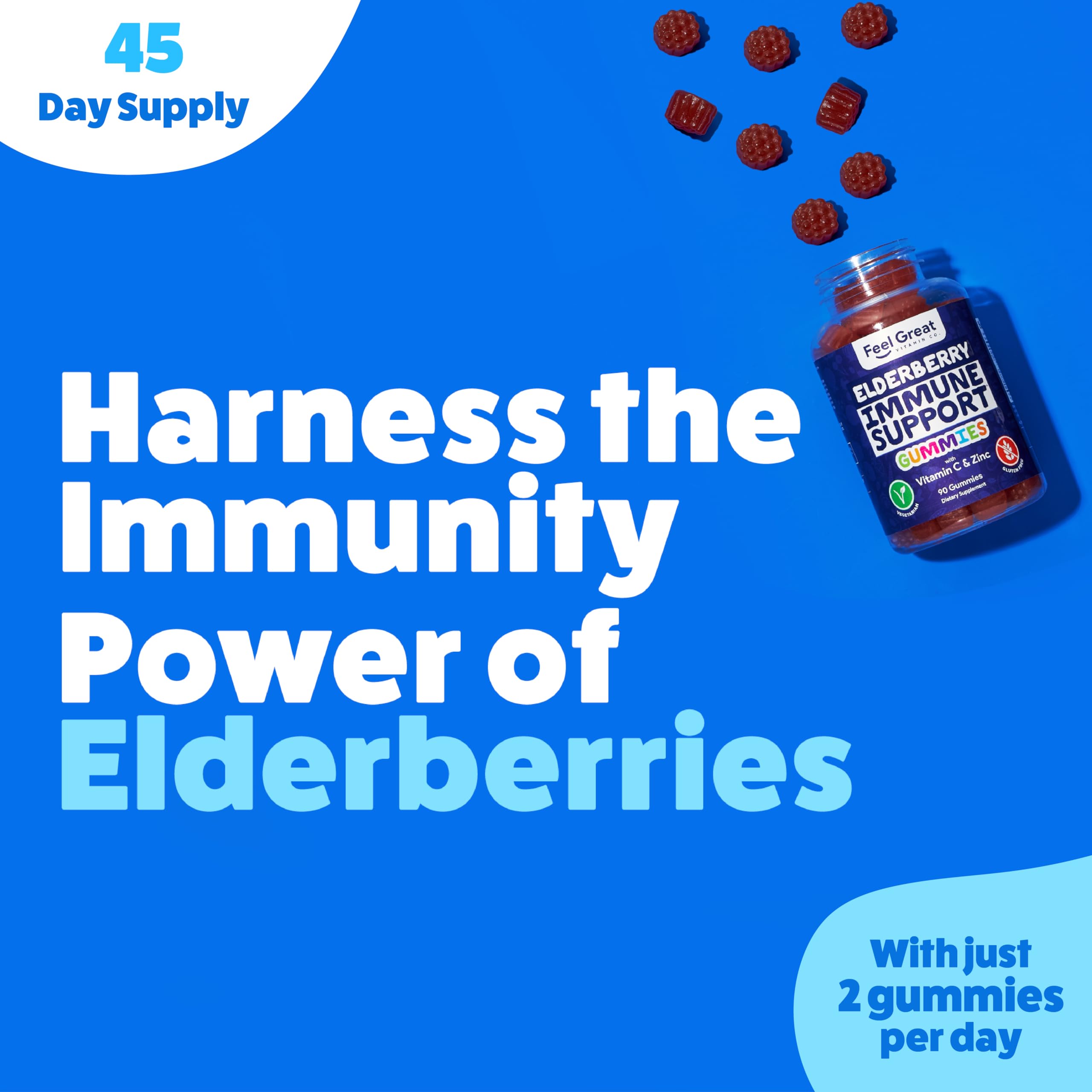 The Feel Great Vitamin Company Elderberry Gummies on a kitchen counter