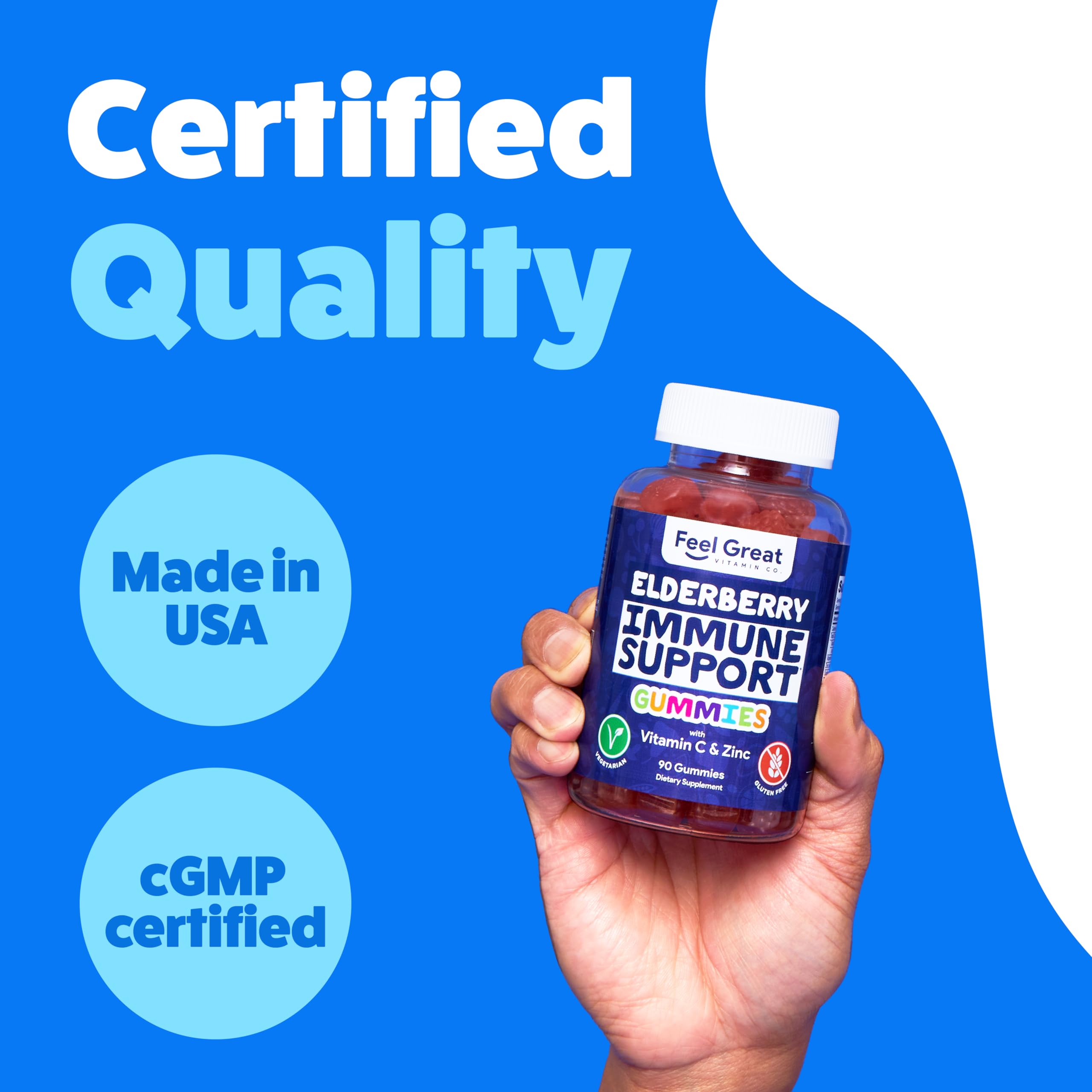 The Feel Great Vitamin Company Elderberry Gummies with a serving suggestion