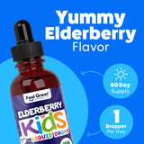 The Feel Great Vitamin Company Elderberry Syrup for Kids 150mg dosage on spoon