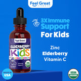 The Feel Great Vitamin Company Elderberry Syrup for Kids liquid formula pour