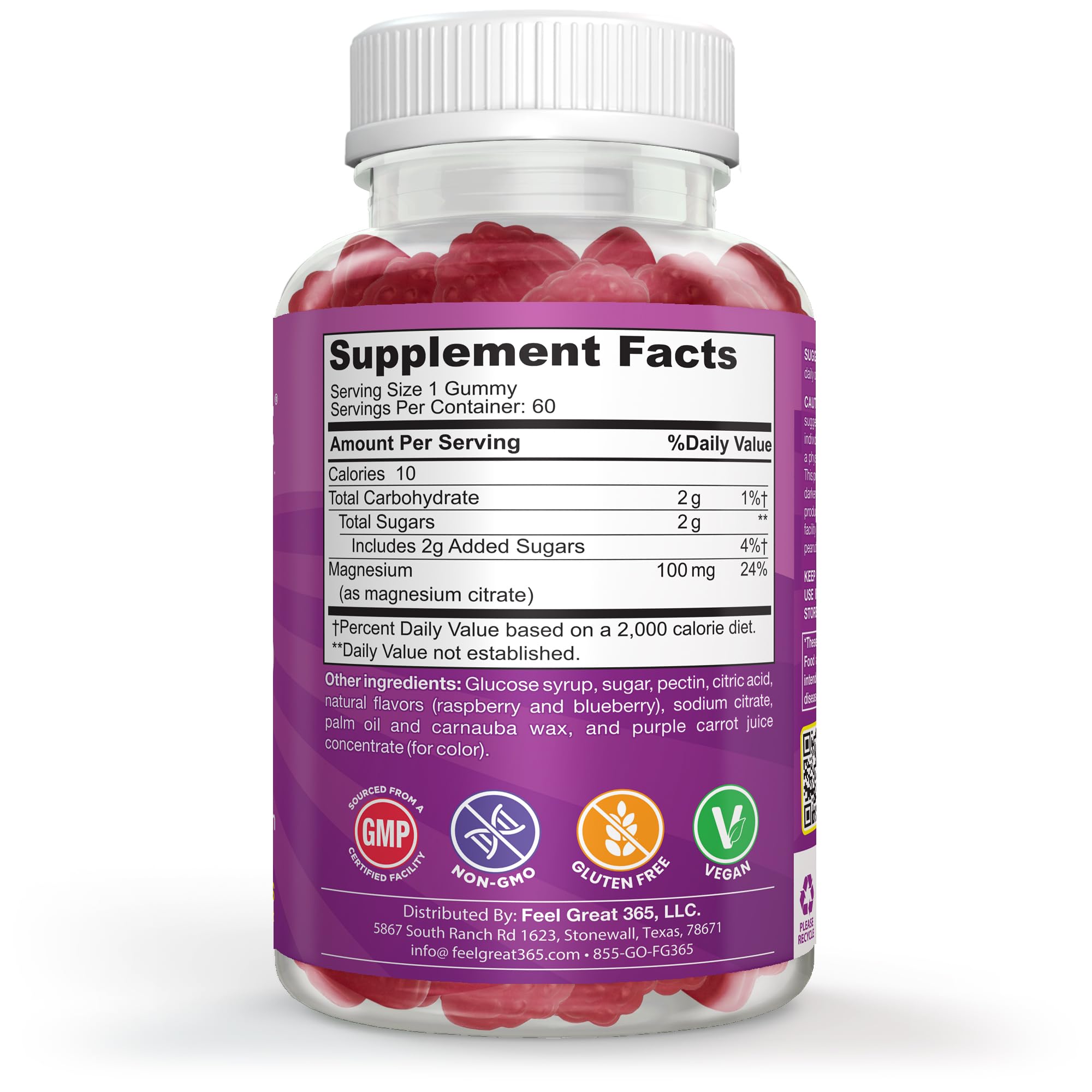 The Feel Great Vitamin Company Kids Magnesium Calm Gummies on a wooden table