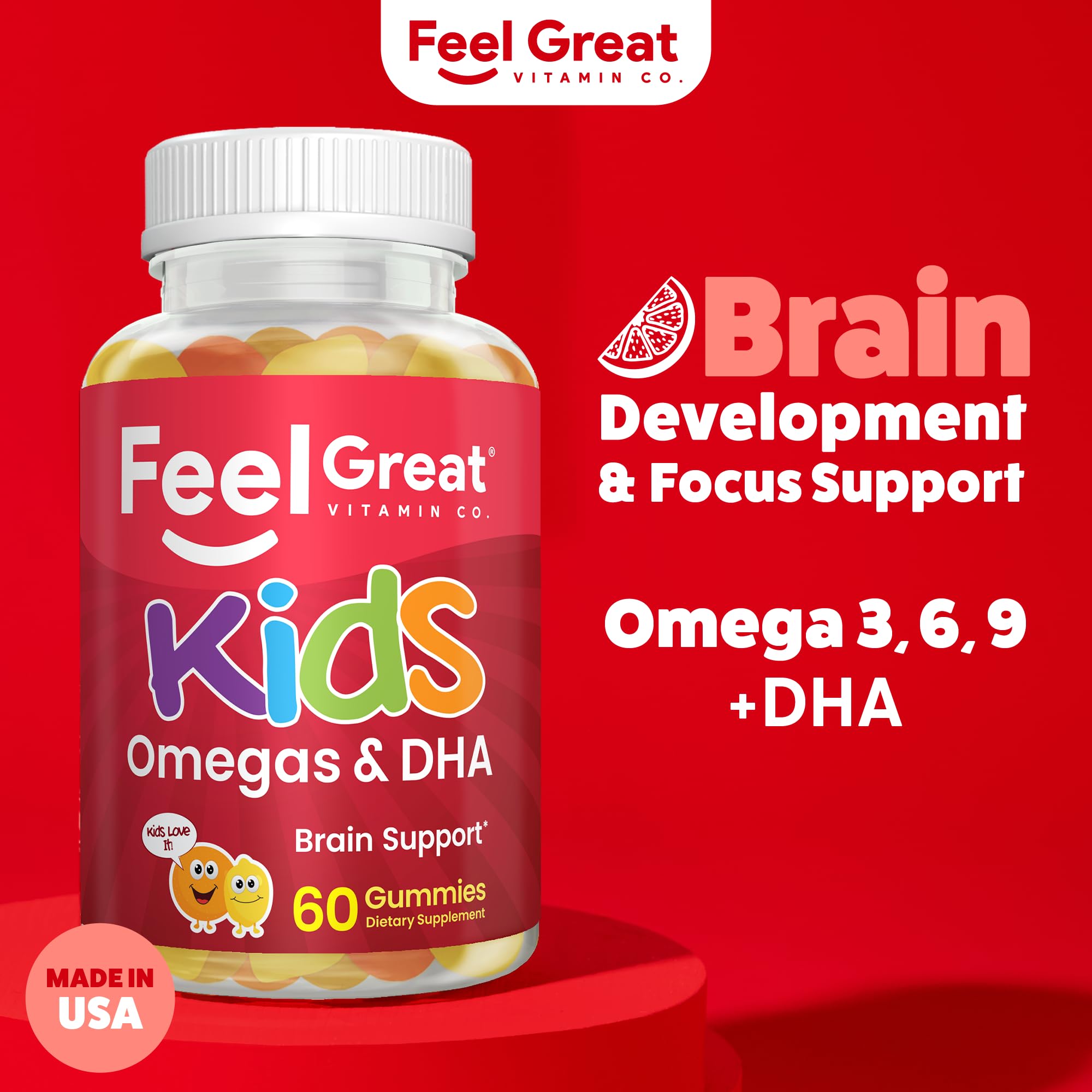 The Feel Great Vitamin Company Kids Omega 3 Gummies packaging