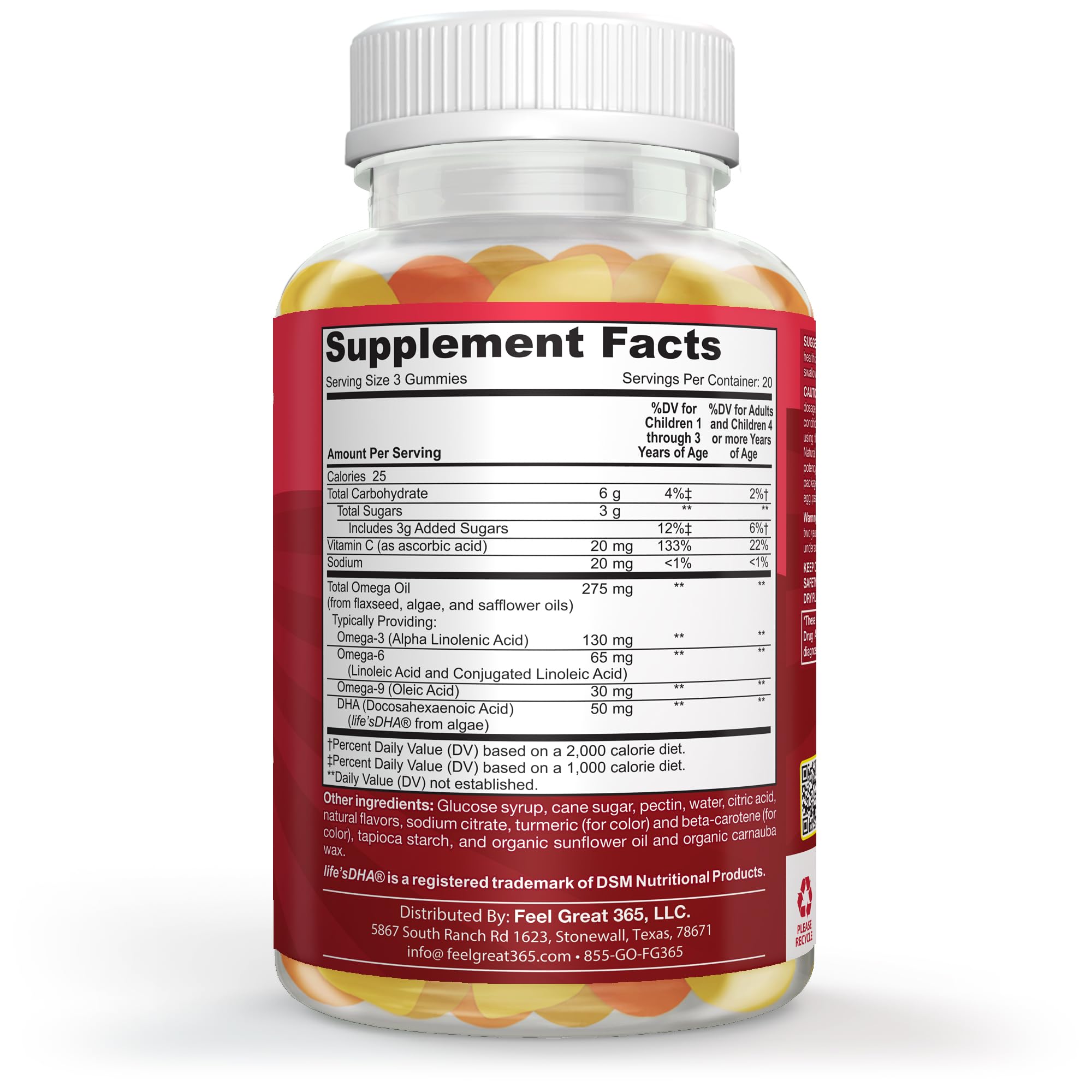The Feel Great Vitamin Company Kids Omega 3 Gummies with other vitamins
