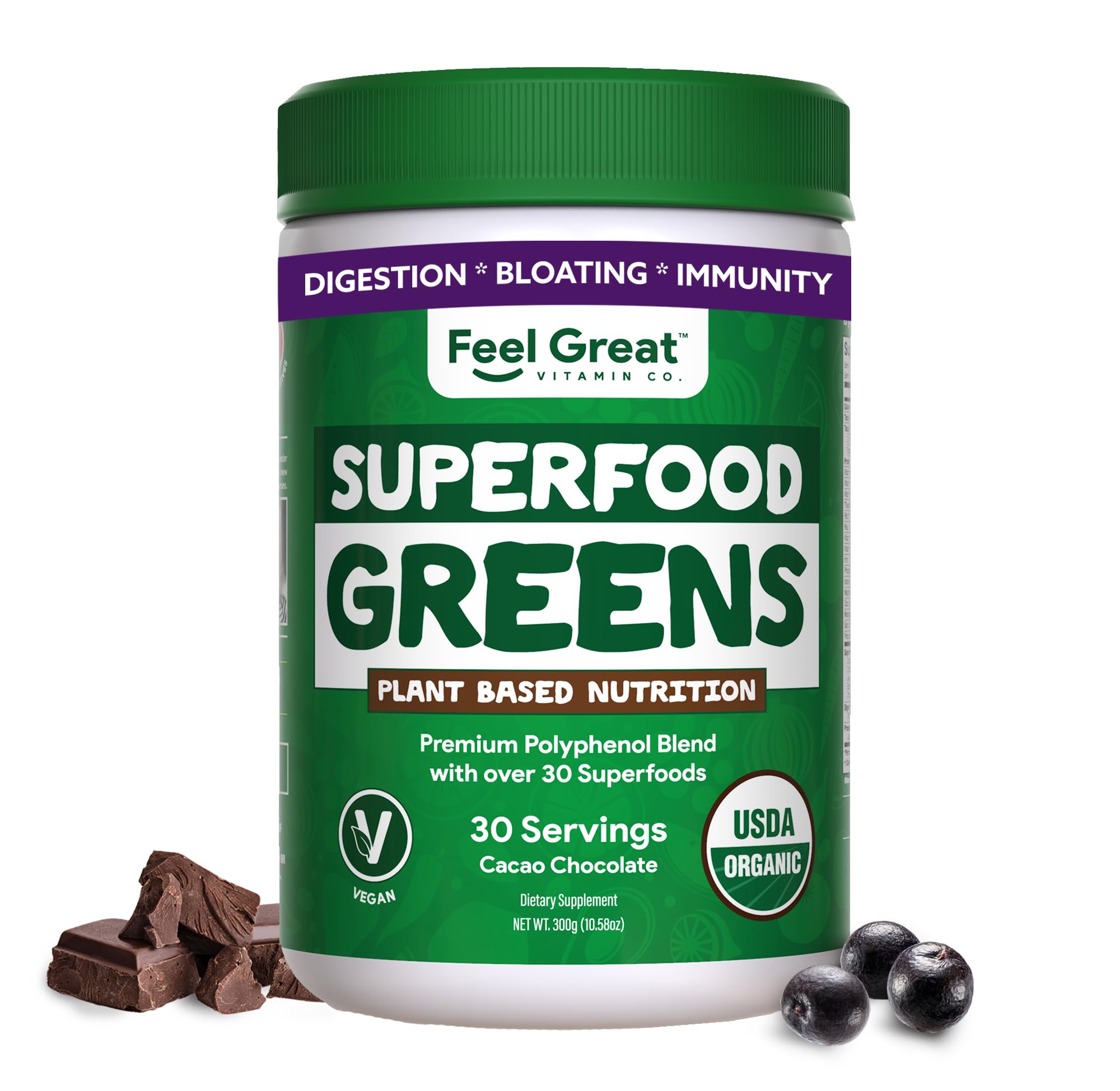 The Feel Great Vitamin Company Superfood Reds and Greens Powder front view