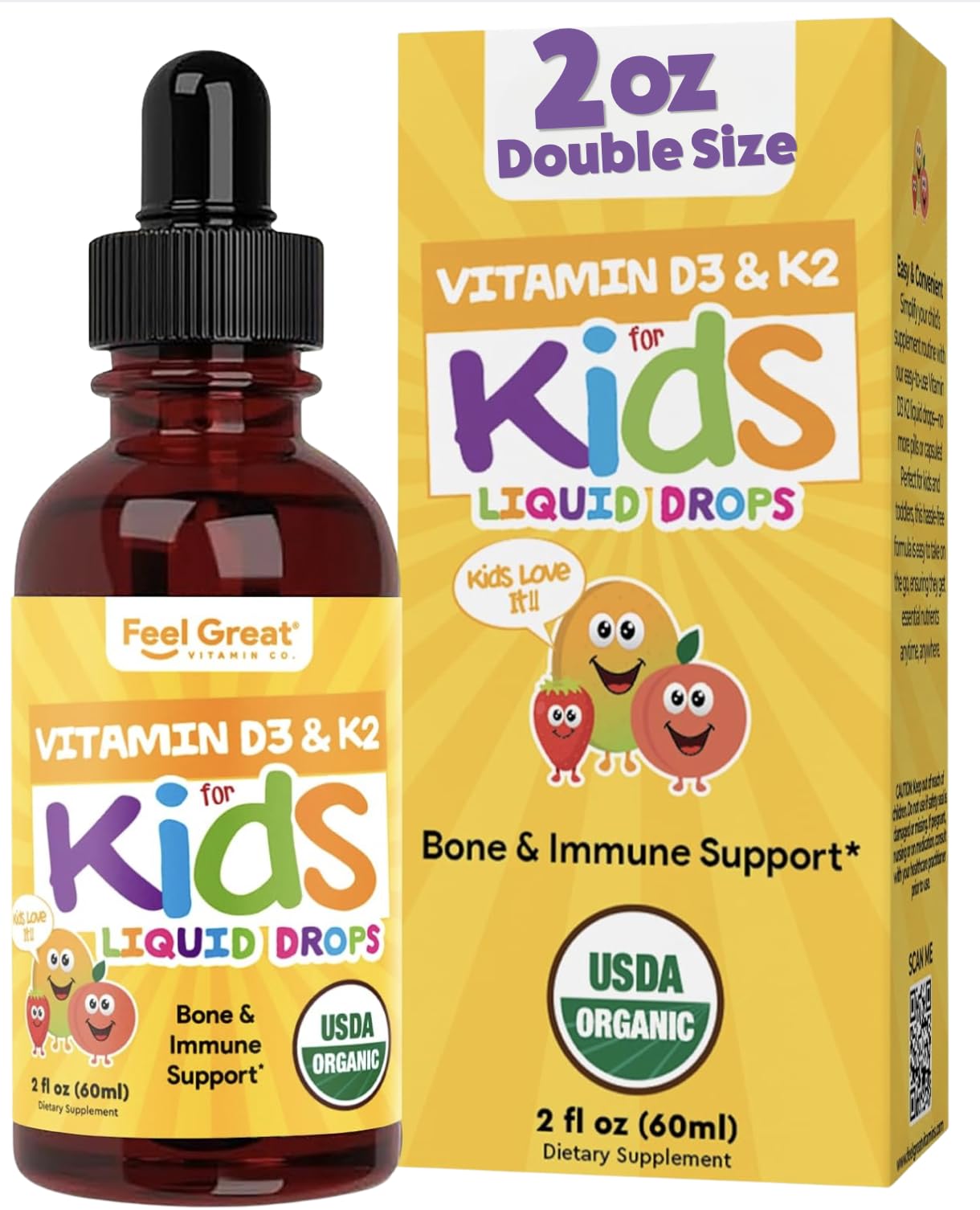 The Feel Great Vitamin Company Vitamin D3 K2 Liquid Drops front view