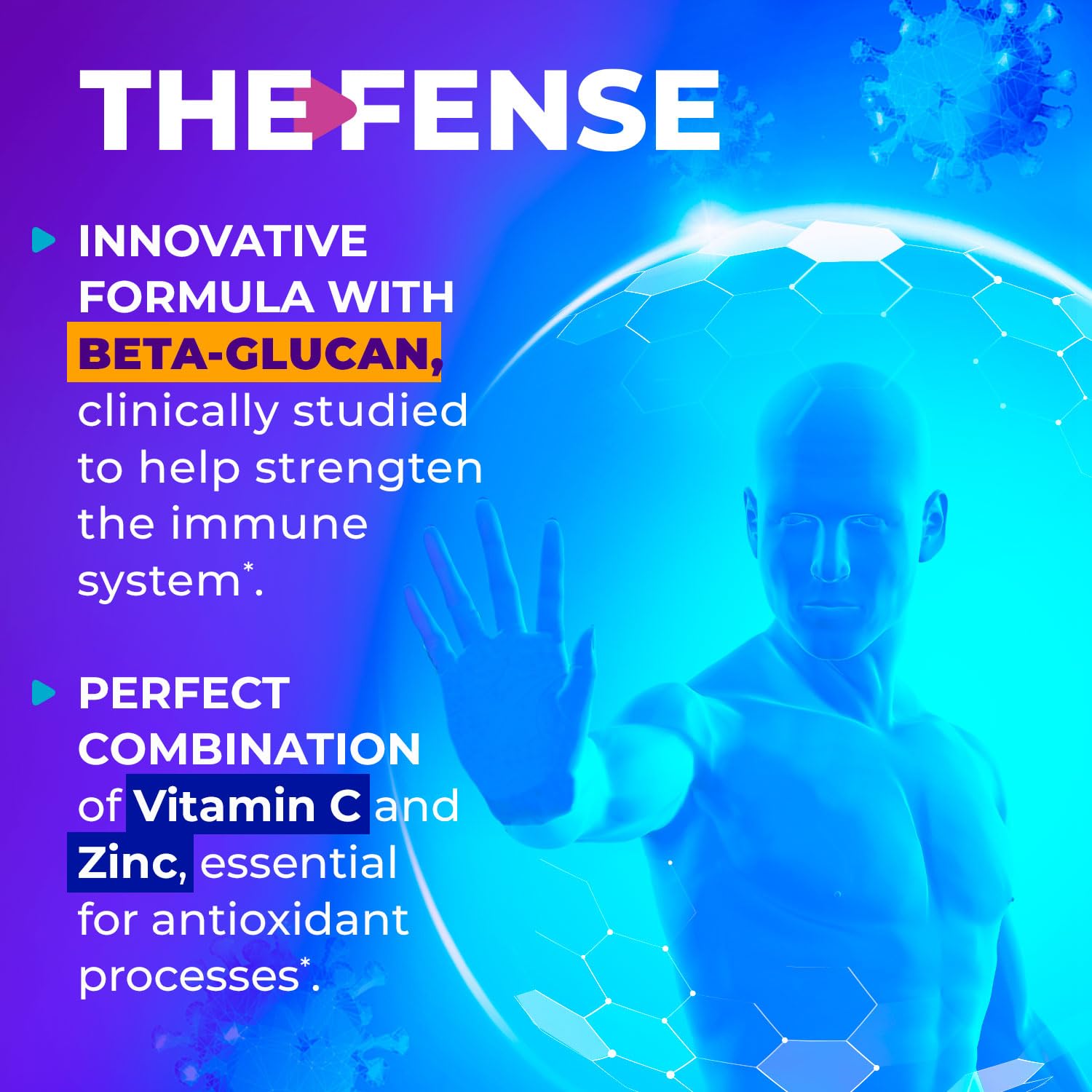 THE-FENSE daily wellness Support Supplement capsules close-up