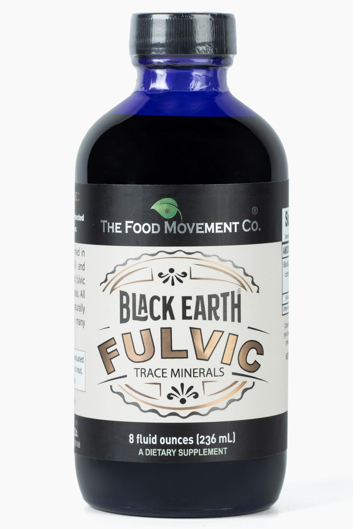 THE FOOD MOVEMENT CO. Black Earth Fulvic Acid 8oz liquid supplement front view