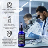 THE FOOD MOVEMENT CO. Black Earth Zeolite 1 oz Pump Spray on a wooden table