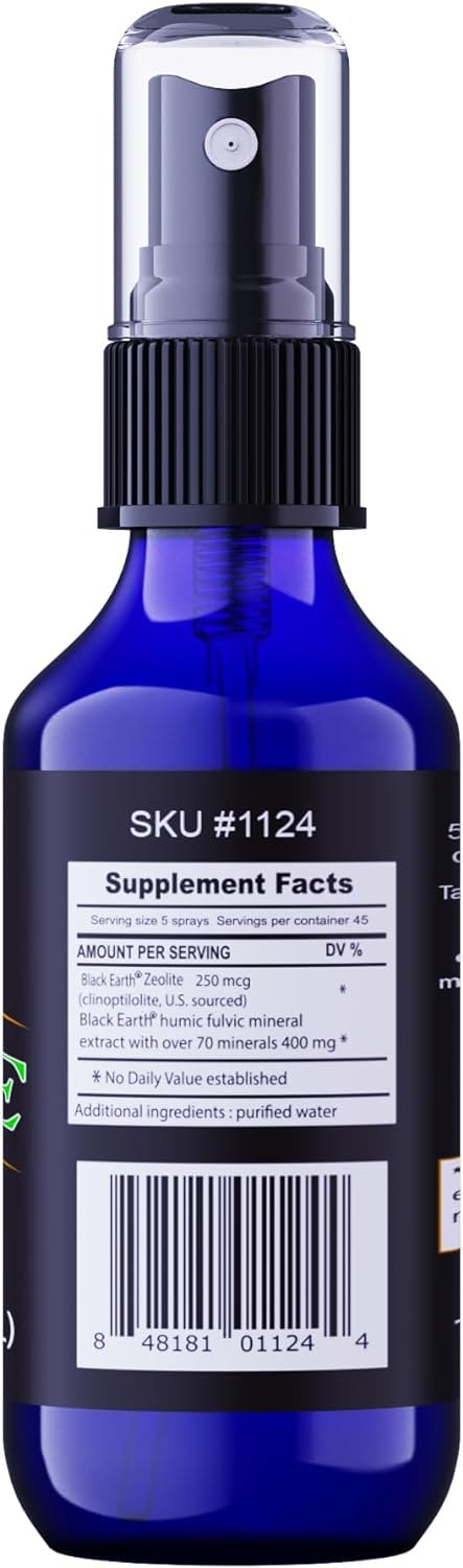 THE FOOD MOVEMENT CO. Black Earth Zeolite 1 oz Pump Spray side view