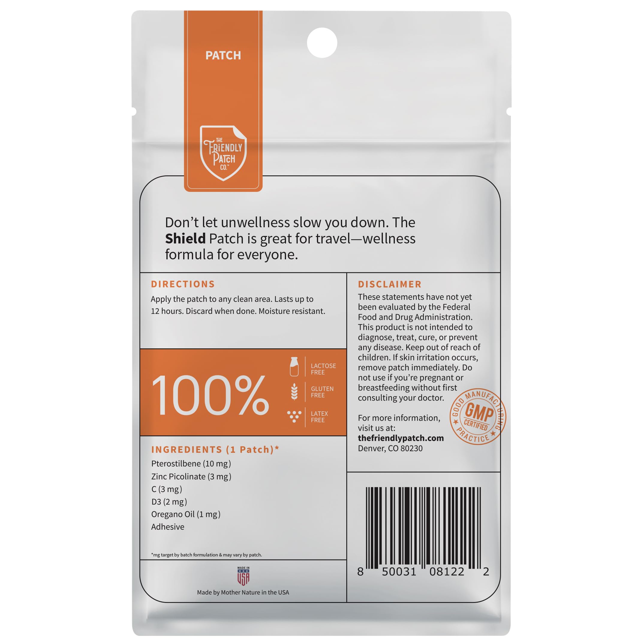 The Friendly Patch CO. Shield Patch packaging