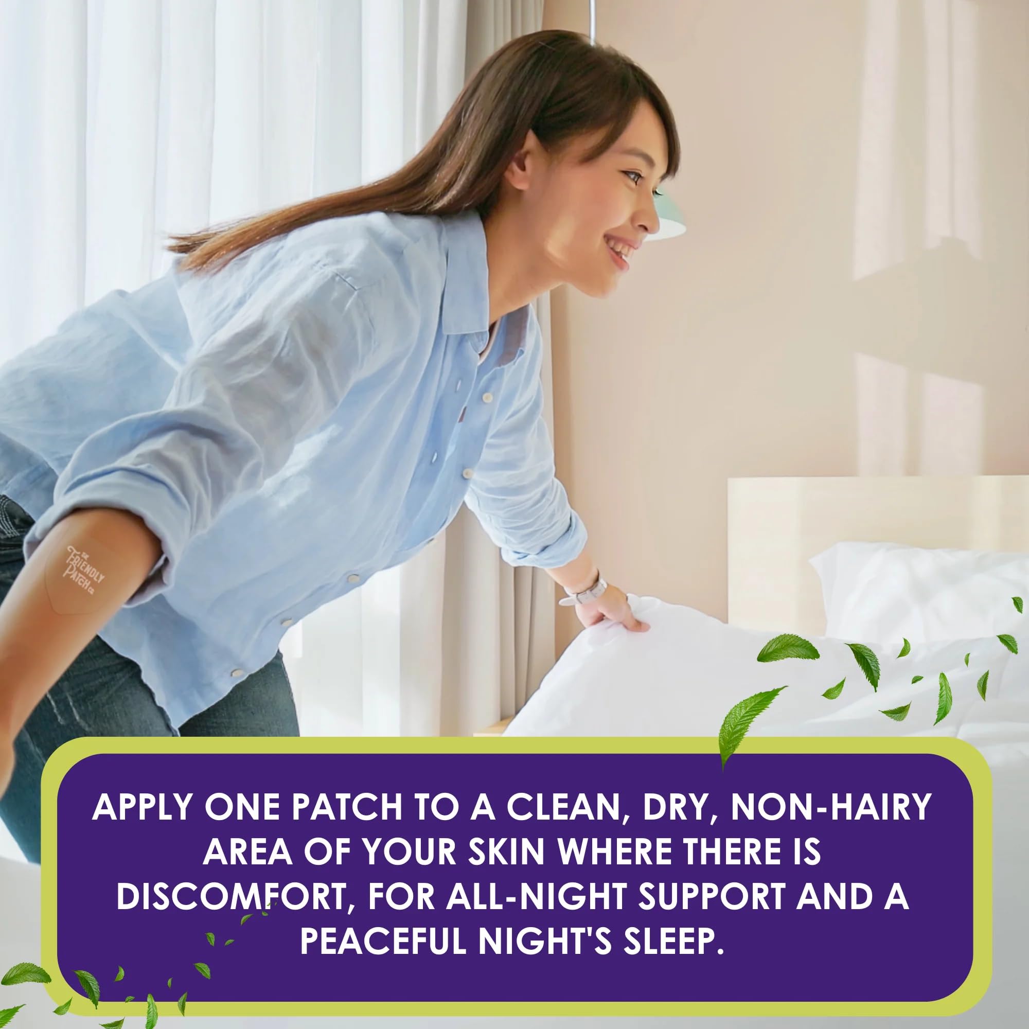 The Friendly Patch Relief Night Patch in a lifestyle setting