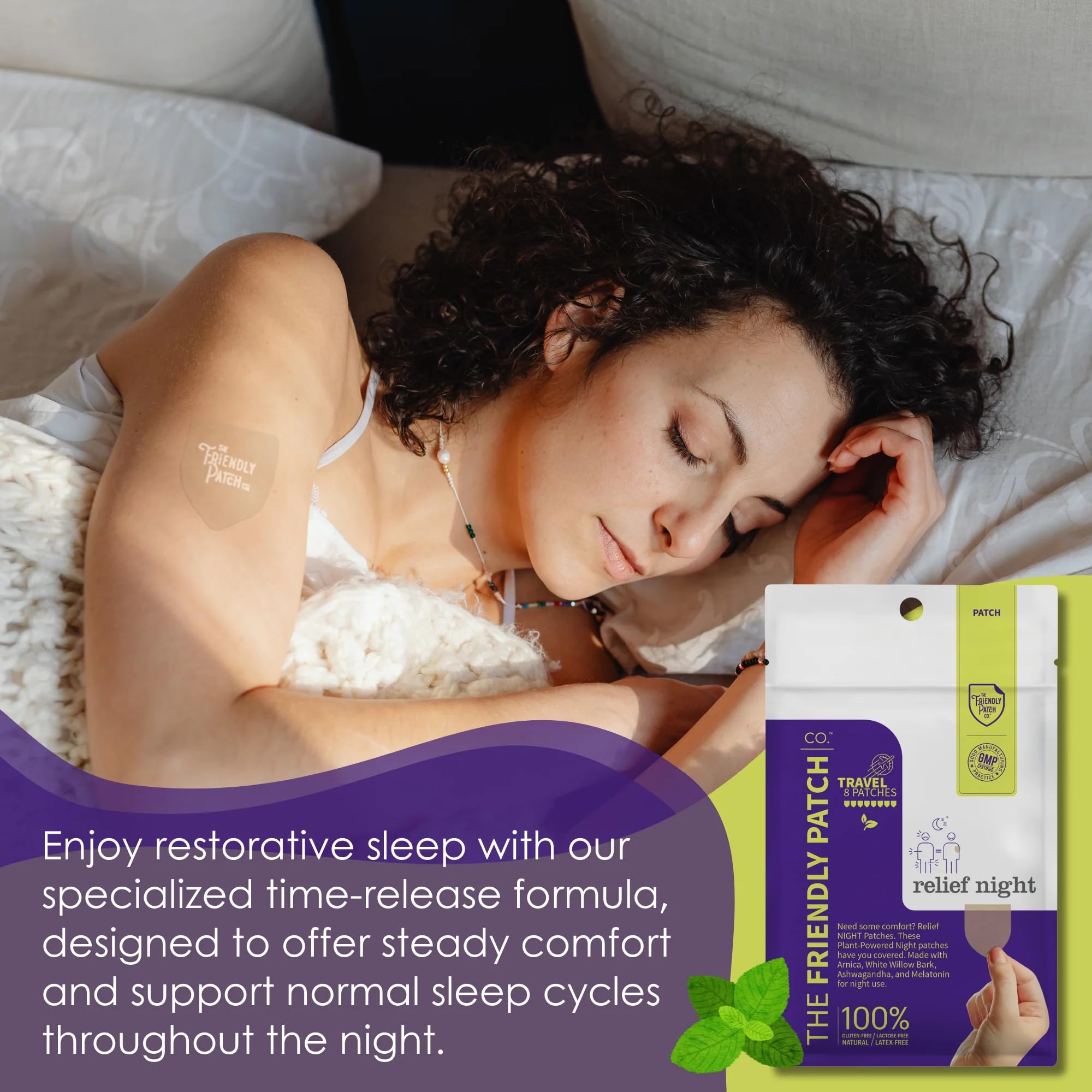 The Friendly Patch Relief Night Patch with melatonin dosage information