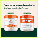 The Genius Brand Genius Consciousness supplement side view showing ingredients