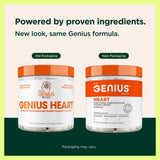 The Genius Brand Genius Heart CoQ10 Supplement capsules on a table