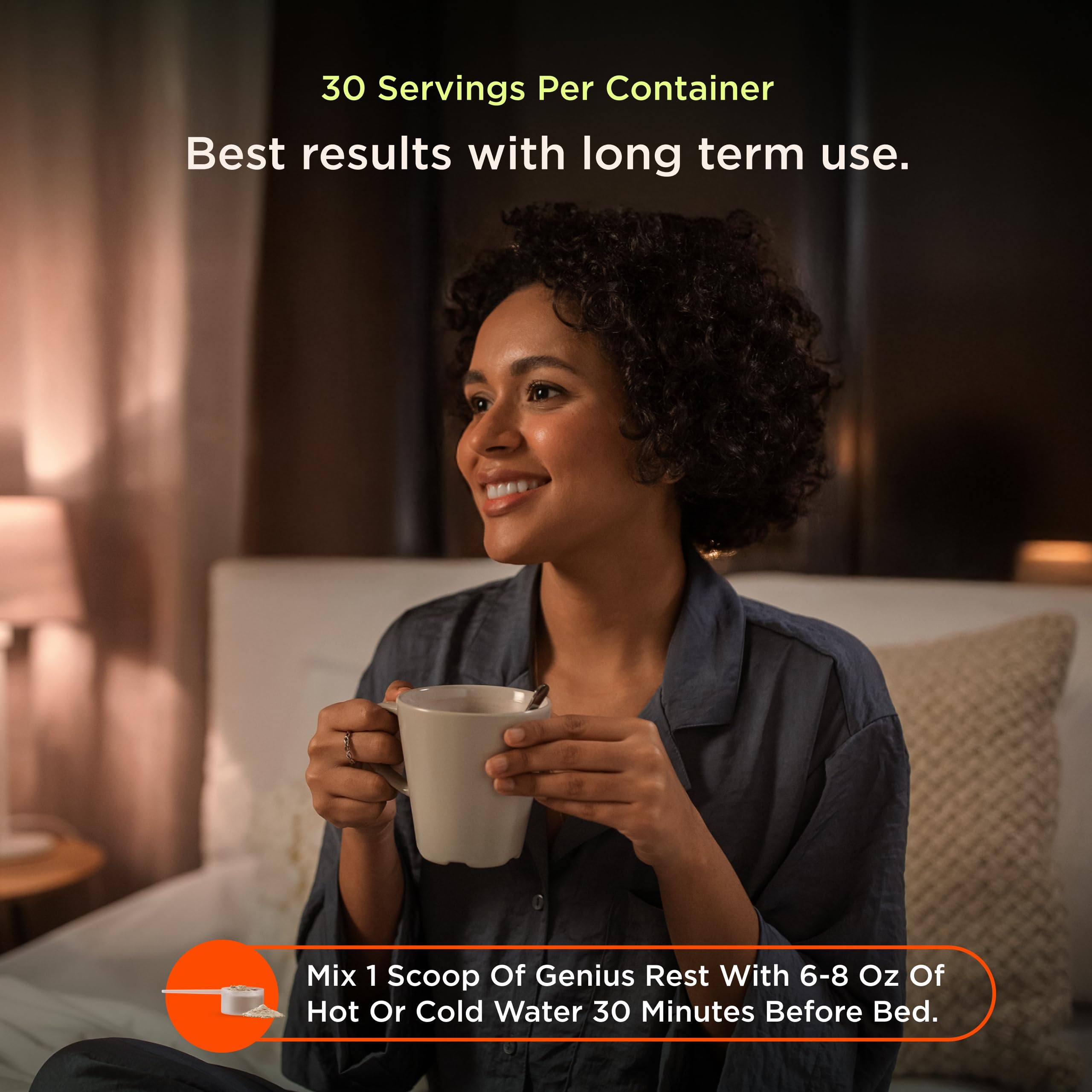 The Genius Brand Genius Rest Sleep Supplement Lemon Tea close-up of powder
