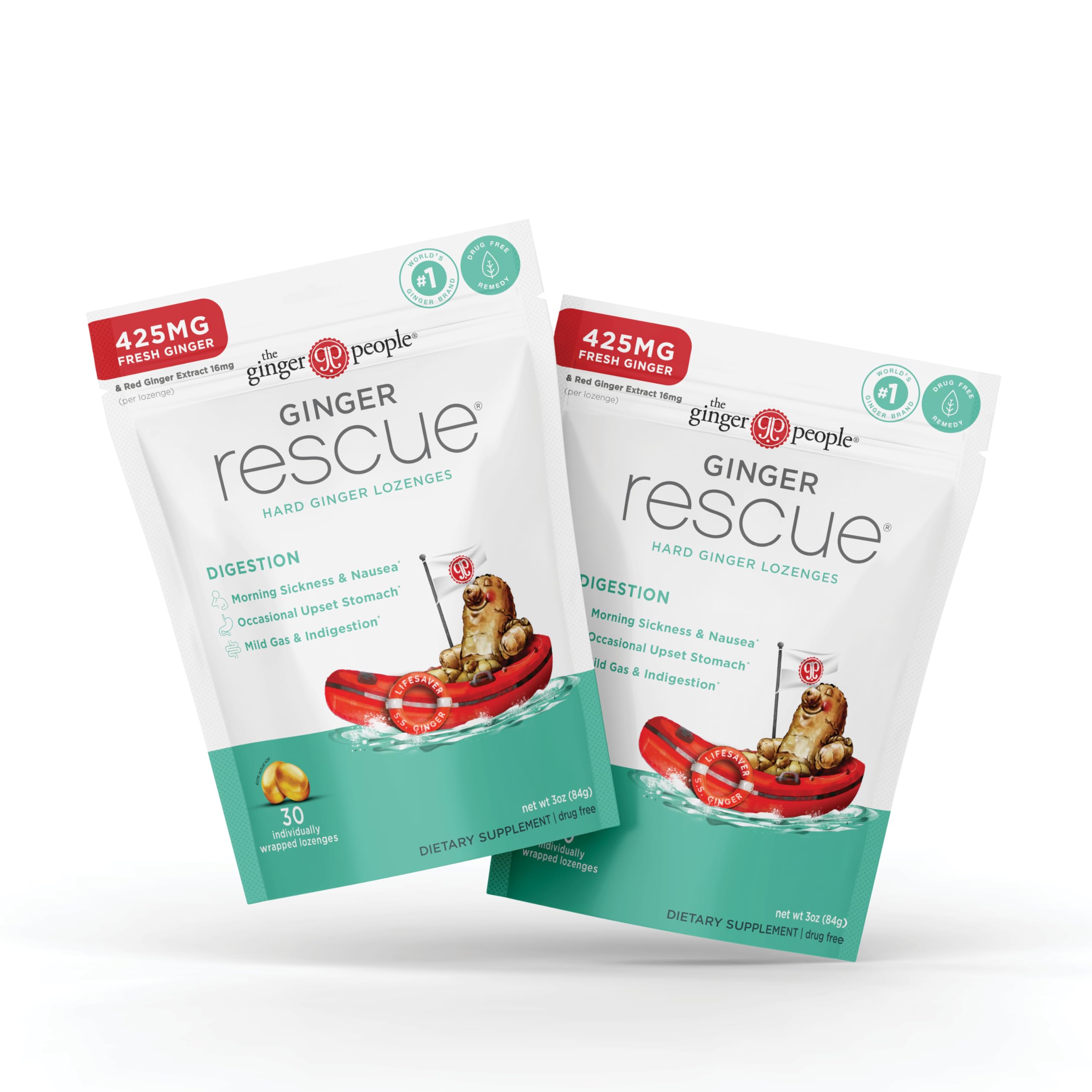 The Ginger People Ginger Rescue Extra Strength Lozenges packaging front view