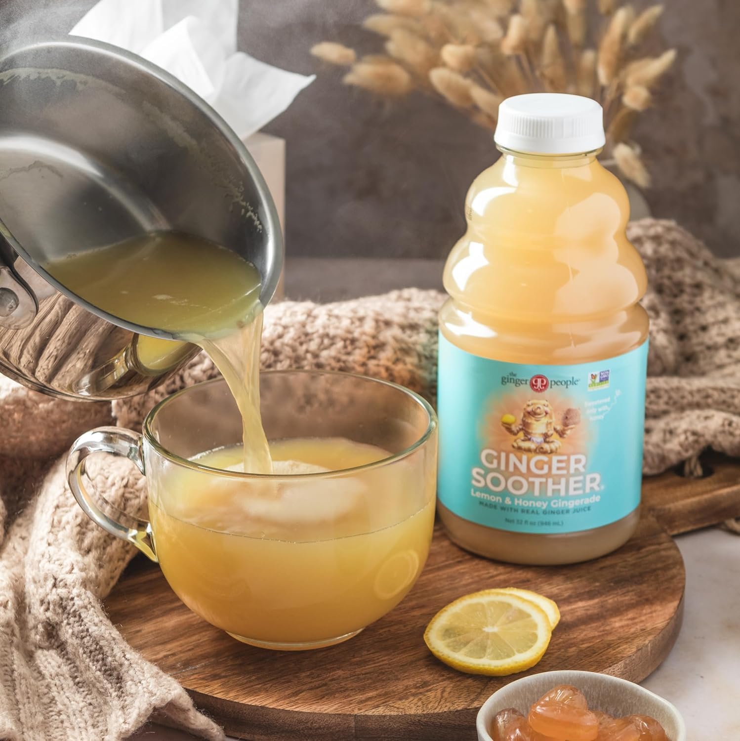 The Ginger People Ginger Soother Gingerade served in a glass
