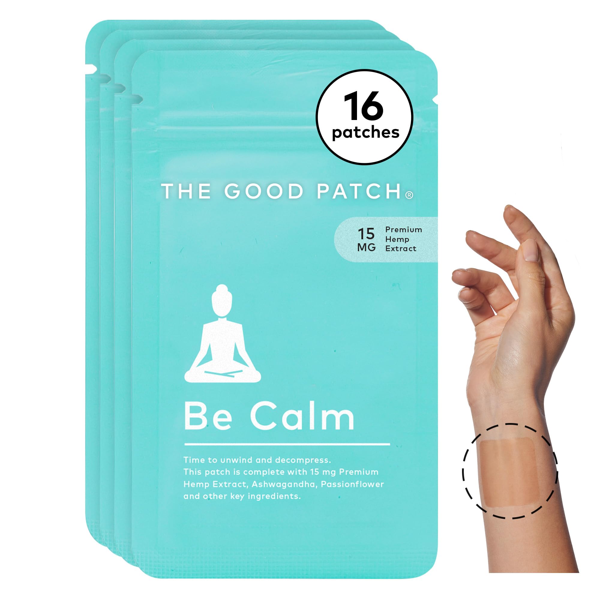 The Good Patch Be Calm Patch front view with packaging