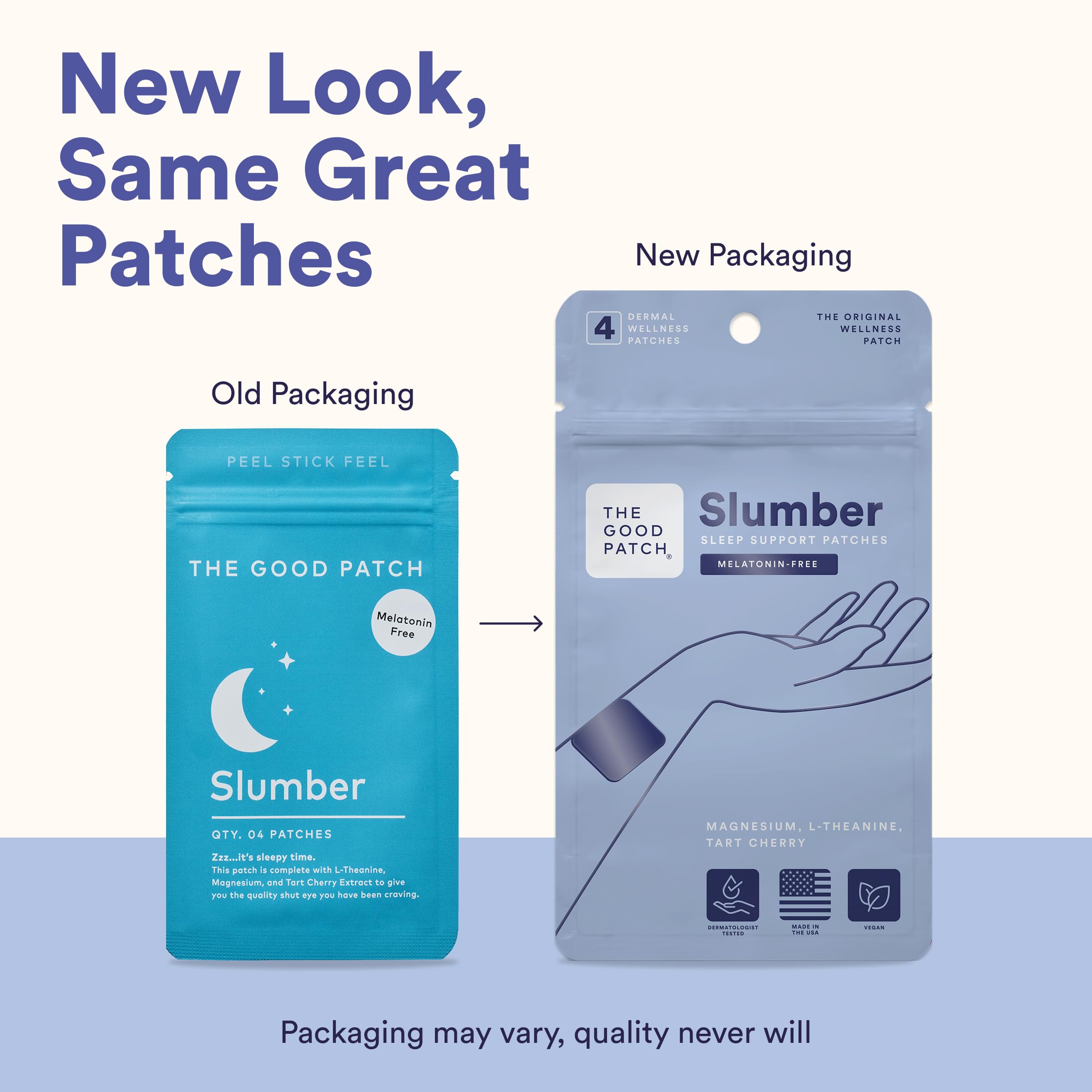 The Good Patch Slumber Sleep Patch displayed on a bedside table