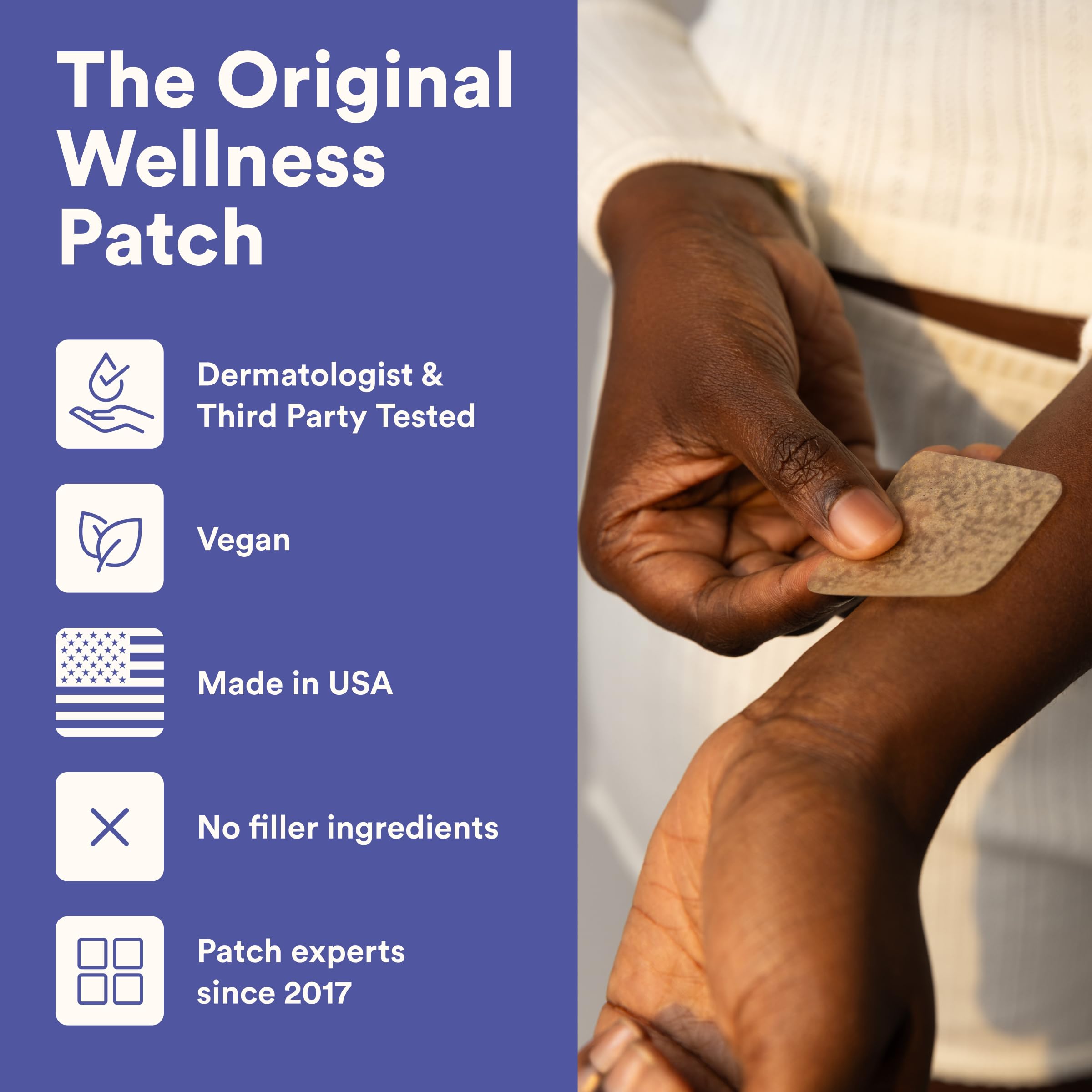 The Good Patch Slumber Sleep Patch with a calming background