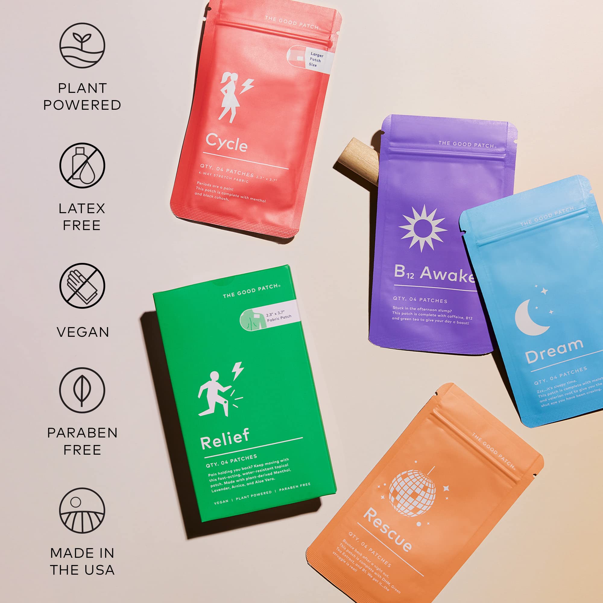 The Good Patch Vitamin Patches Variety Pack side view with packaging details