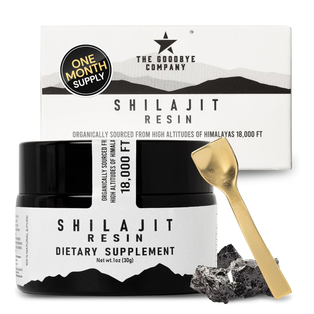 The Goodbye Company Shilajit Resin 136g jar front view