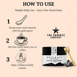 The Goodbye Company Shilajit Resin jar with a gold spoon