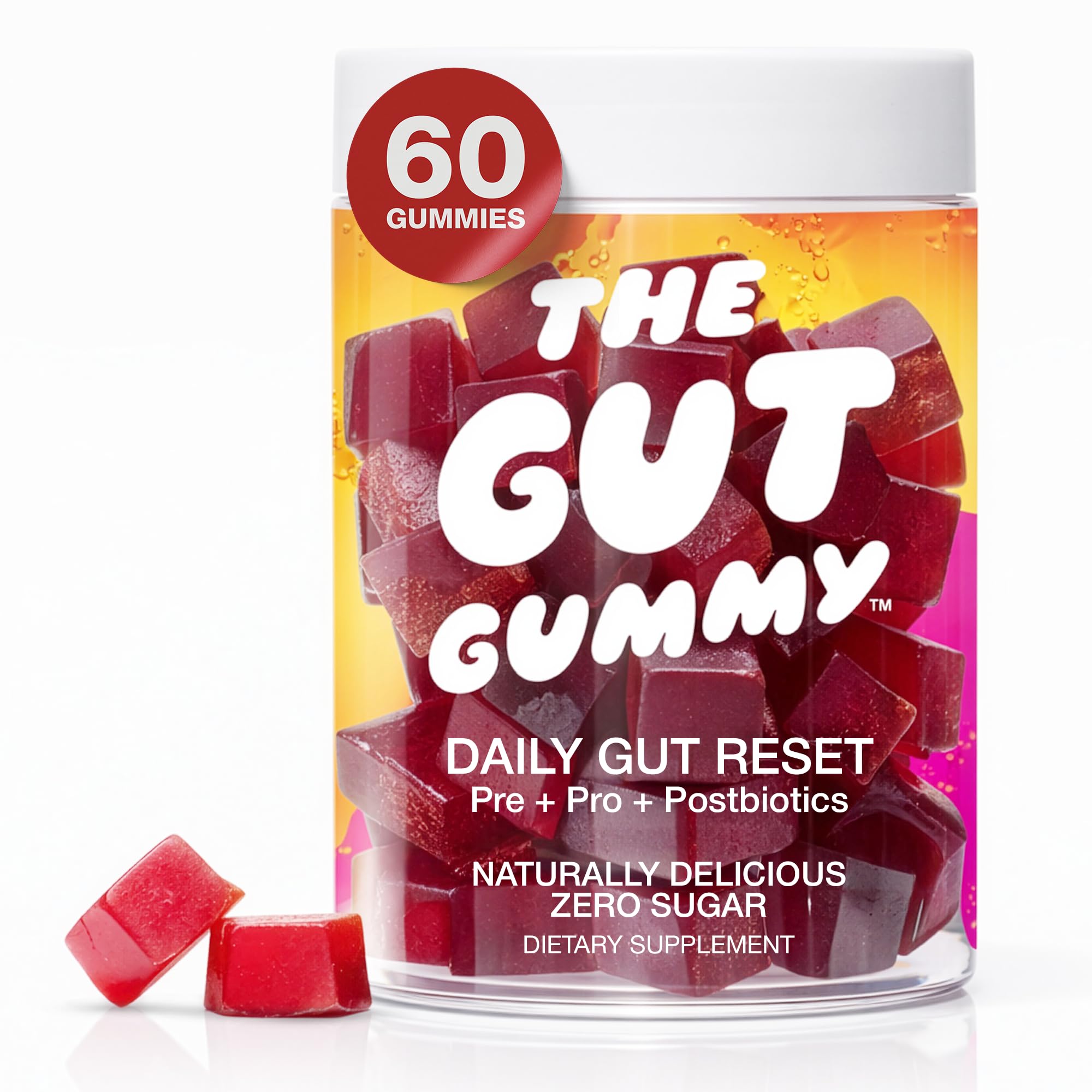 The Gut Gummy Daily Gut Reset 8-in-1 Triobiotic Supplement front view