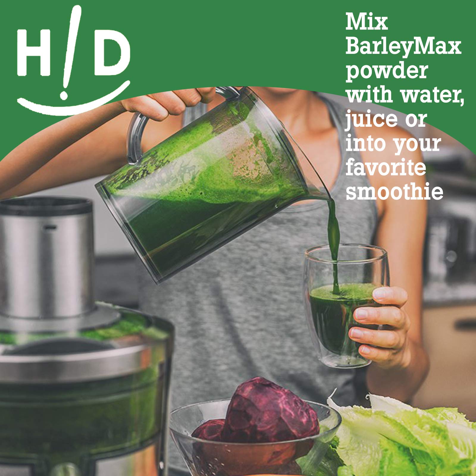 THE HALLELUJAH DIET BarleyMax Organic Alfalfa Powder mixed in a smoothie